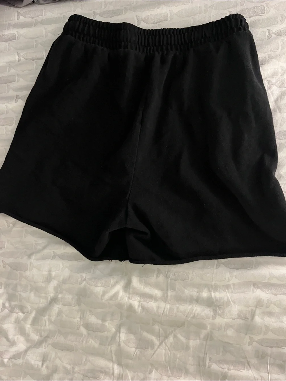Women's Black Elastic-Waist Sweat Shorts